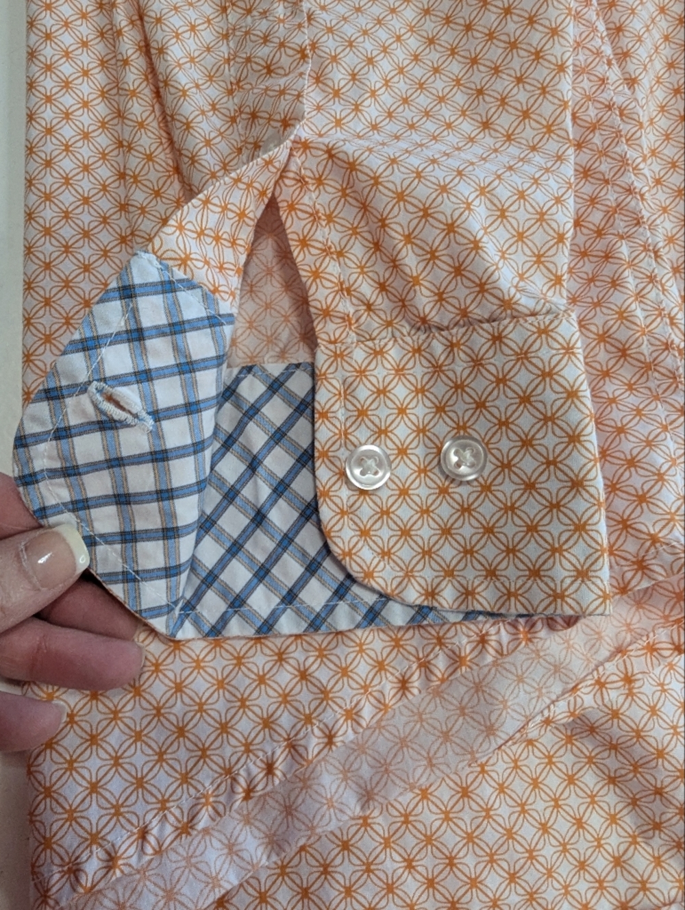 Wrangler George Strait Collection Shirt  Button Up Western Orange/White Men's M - Picture 11 of 11